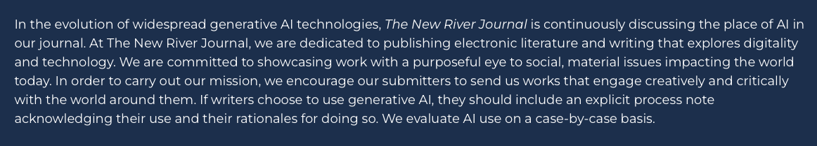 AI submission guidelines screenshot from New River Journal